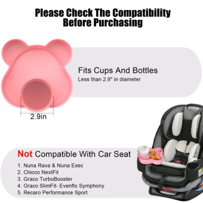 Car Seat Tray - Convert Cup Holder to a Tray for Snacks, Toys, 360 Rotatable for Kids Travel, Anywhere with Cup Holder (Pink) - Image 8