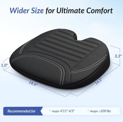 ZIKEE All-Season Car Seat Cushion for Comfortable & Safe Driving, Breathable Seat Cushion for Car with Ventilated Channel & Mesh Cover, Memory Foam for Sciatica, Tailbone & Back Pain Relief, Anti-Slip - Image 9