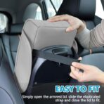 Hovom Car Center Console Cover, 12.3"×6.3"×1.5" Leather Armrest Cover for Cars, Multifunctional Auto Armrest Cushion Pad with Pocket, Tissue Box, Cup Holder & Phone Slot, Car Accessories (Gray) - Image 5