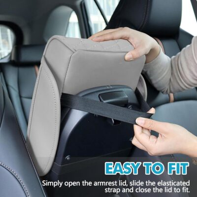 Hovom Car Center Console Cover, 12.3"×6.3"×1.5" Leather Armrest Cover for Cars, Multifunctional Auto Armrest Cushion Pad with Pocket, Tissue Box, Cup Holder & Phone Slot, Car Accessories (Gray) - Image 5
