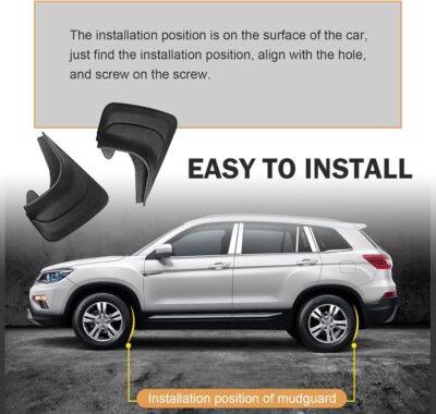 2PCS Car Mud Flaps, Scratch-Resistant & Impact-Resistant PVC Splash Guards, Vehicle Wheel Rear Mudguards for Gravel Slurry, Universal for Most Cars, SUVs, Trucks (Black) - Image 4