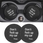 Cup Holder Coasters, 2.75 Inch Non-Slip PVC Insert Coaster, Anti-Scratch Auto Cup Mats for Women Men, Vehicle Interior Accessories Universal for Car, SUV, Truck (D Black/2PCS), 2 Pack