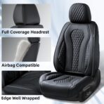 Coverado Seat Covers, Car Seat Covers Full Set, Black Car Seat Cover, Car Seat Covers Front Seats Back Seat Cover, Waterproof Car Seat Cushion, Leather Seat Covers Seat Protector Fit for Most Cars - Image 4