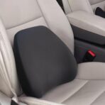 Super Cozy Lumbar Support Pillow for Car/Office Chair, 100% Memory Foam Lumbar Pillow with Breathable Removable Cover, Ergonomic Design - Back Support for Back Pain Relief(Adjustable Strap, Black)