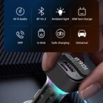 Bluetooth 5.3 FM Transmitter for Car, Bluetooth Car Adapter with Type-C PD(30W) Charger and QC3.0 USB Port, Wireless FM Radio Transmitter, Support MP3 Player, Handsfree Calling, LED Backlit,U Disk - Image 7