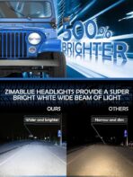 ZIMABLUE 7 inch LED Headlight 2PCS Cool White High Low Beam Plug and Play 7" round Headlights H6024 LED Headlight DOT Approved Compatible with Jeep Wrangler JK TJ CJ, Truck SUV etc (Reflector (2pcs)) - Image 3