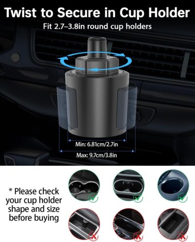 12V Car fan, 3-Speed Portable Vehicle Fan for Front Seat, Cigarette Lighter Powered with Car Charger, Mounted in Cup Holder, 360° Rotation, Car Necessities for Dog/SUV/RV/Truck/Van - Image 3