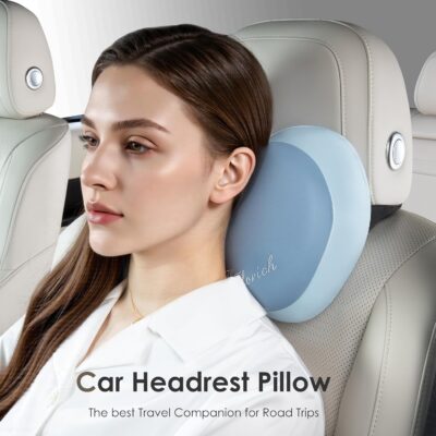 FLORICH 3 PCS Seat Cushion for Carseat Lumbar Support Pillow Car Neck Headrest Pillows Ultrathick Memory Foam Seat Pads Pressure Relief Back Cushion for Office Chair(Blue) - Image 5