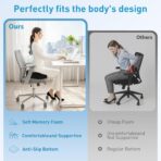 BlissTrends Seat Cushion,Thick Memory Foam Cushions for Office Chair, Car Seat, Airplane, Relieving Pressure Tailbone Sciatica Back Pain for Long Sitting Office Workers, Car Drivers 4.7in Thick Black - Image 7