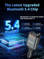 Bluetooth Car Adapter with Retractable Charger, FM Transmitter Bluetooth 5.4 for Cars, 4 in 1 Fast Car Phone Charger 69W, Handsfree Call, 2*Retractable Cable for iPhone 17/16/15/14, Galaxy-Black - Image 5