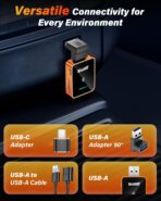 2026 Wireless CarPlay & Android Auto Adapter, One-Click Switch, 3s Auto Reconnect, A9 Chip, Bluetooth 6.0, 5.8GHz WiFi, Plug & Play, with USB-C & Right-Angle Cables - Image 7