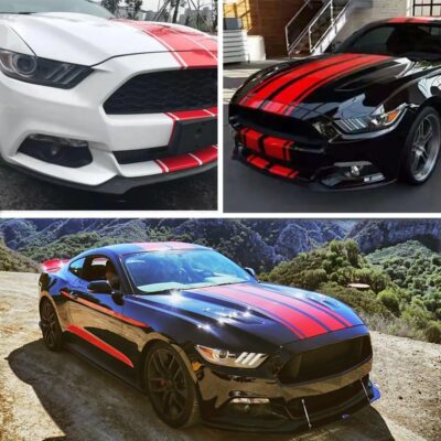 Car Hood Stripe Sticker Universal Auto Racing Stripes Body Side Decal Vinyl Stripe Sticker Accessories Modified Decoration for Car Vehicles (Red, 63 * 11'') - Image 2