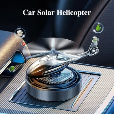 Solar Car Air Freshener, Helicopter Solar Energy Rotating Aromatherapy Aroma Diffuser Long Lasting Fragrance Perfume Car Accessories Cars Interior Decoration Ornament (Silver/Red/Black) - Image 2