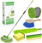 Wontolf 62'' Car Wash Brush with Long Handle Chenille Microfiber Car Wash Mop Mitt Kit Car Detailing Brush Cleaning Kit Window Squeegee Car Duster Drying Towels Tire Brush for Cars RV Truck Boat