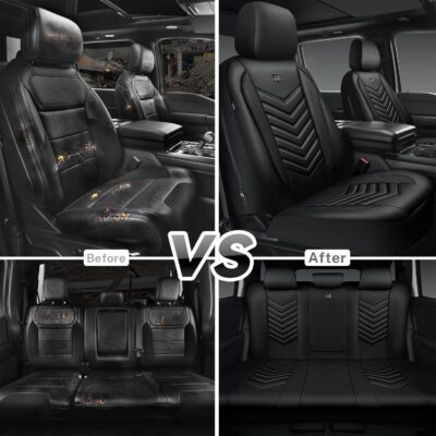 CAR PASS 3D Foam Faux Leather Car Seat Covers Full Set,Waterproof Leather Seat Cover for Cars,Luxury Universal Fit for SUV Truck Sedan Automotive, Armrest Airbag Compatible Anti-Slip, All Black - Image 8