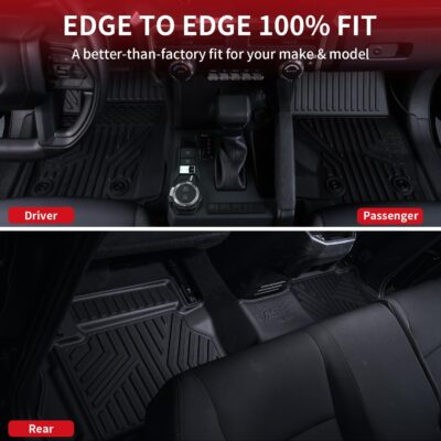 LASFIT Floor Mats for Toyota Tacoma 2024 2025 2026 Double Cab Auto Tran (Not fit Hybrid) All Weather Floor Liner for Tacoma TRD/SR/SR5/limited TPE Custom Fit Car Mats Front&Rear 2 Row Mats - Image 8
