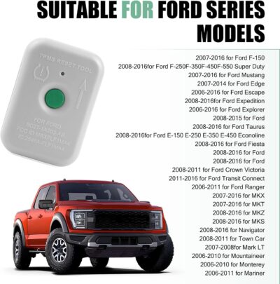 Car TPMS Programming Tool, Portable Compact Tire Pressure Monitor Sensor, TPMS Reset Tool 8C2T-1A203-AB, Compatible with Ford Lincoln Mercury Mazda Series Vehicles 2005-2024 (White) - Image 7