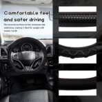 Car Steering Wheel Cover, 15 Inches 3D Honeycomb Design Car Steering Wheel Protector with Comfy Grip, Breathable Anti-Slip D-Shaped Steering Wheel Sleeve for Most Vehicles (Black) - Image 3