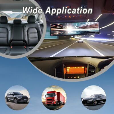 Bling Rhinestone Rearview Mirror, Car Interior Clip-on Rear View Accessories Decorations Panoramic Rear View Mirror with Bling Rhinestones Crystal Diamonds Edge for SUV, Truck - Image 5