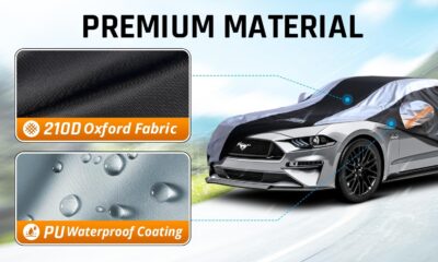 Mustang Car Cover Waterproof All Weather with Silver Strip Design, Custom Fit for Ford Mustang 1994–2025, Mustang Accessory with Door Zipper & Windproof Straps - Image 3
