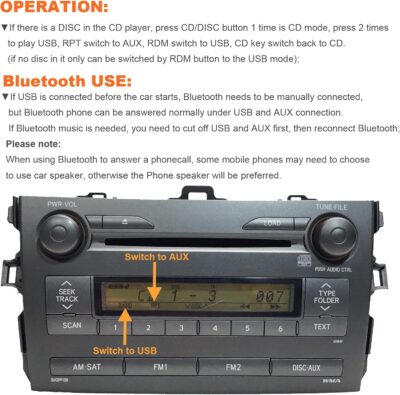Bluetooth Car Kit, Yomikoo Car Audio USB AUX Input Bluetooth 5.0 Music Adapter with Wireless Hands Free for Toyota 5+7pin Avensis Corolla Highlander RAV4 Yaris - Image 4
