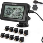 TPMS,tire Pressure Monitoring Systems tpms,7 Alert Modes,Wireless Solar Power,for RV,Truck,semi Truck,Motorhome,Coach,5th Wheel,Trailer (Flow Thru Sensor, 10 Sensors)