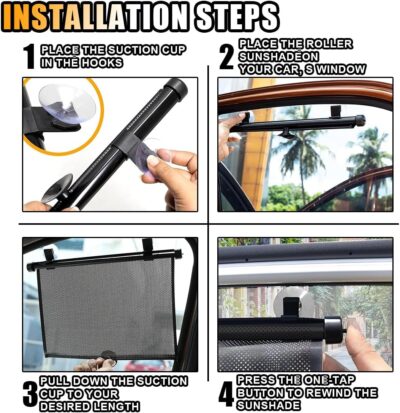 2PCS Car Window Shades for Baby, 18"×15" Retractable Car Shades for Side Window with Suction Cups, Blocks Heat and UV Rays Glare Protection, Baby Auto Accessories for Cars House Office Window - Image 6