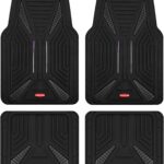 Rubbermaid Car Mat Full Set, Universal Trim-to-Fit Heavy-Duty Car Floor Mats – 4-Piece Set for All Weather Protection – Durable Rubber Mat for Cars, Trucks, SUVs & Vans-Black