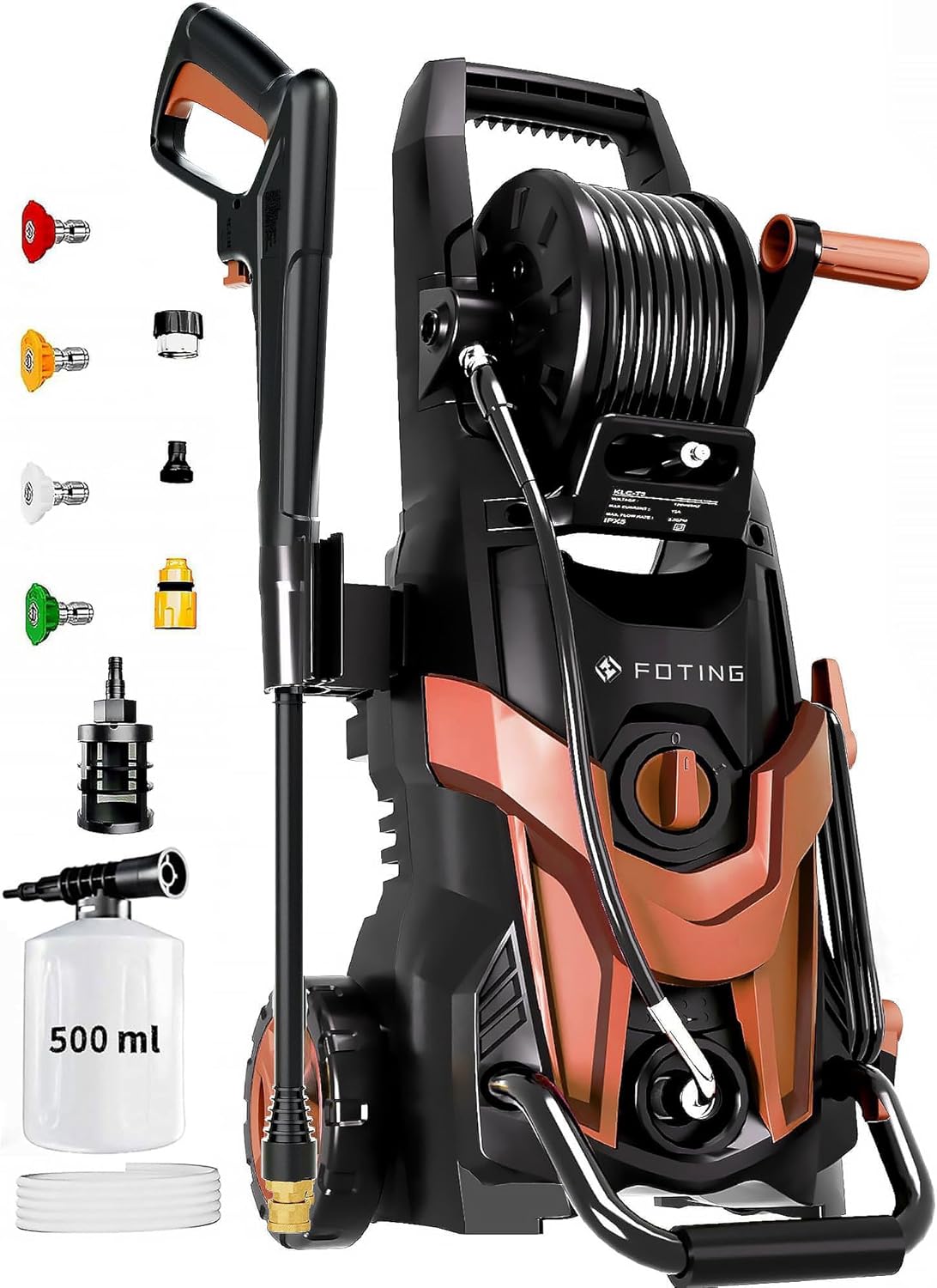 71sahFeZRL._AC_SL1500_.jpg 2026NEW Pressure Power Washer 4500PSI with 4 Quick Connect Nozzles, Inlet Hose & Filter, Foam Cannon for Cars/Fences/Driveways/Patios/Home Cleaning, Red - Image 1
