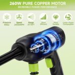 Cordless Pressure Washer 260W,Portable Electric Power Washer with 6-in-1 Nozzle,700PSI High-Pressure Handheld Washer for Car Floor Yard Patio Garden Fence,10×1200mAh Battery,17FT Hose (L) - Image 5