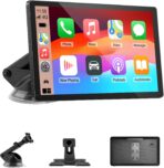 CarPlay Screen for Car, 9'' Wireless CarPlay & Android Auto - Smart Portable Touchscreen with Bluetooth/FM, Mirror Link, Voice Control, GPS Navigation, Hands-Free Calling, Plug & Play Car Play Screen