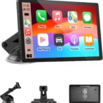 CarPlay Screen for Car, 9'' Wireless CarPlay & Android Auto - Smart Portable Touchscreen with Bluetooth/FM, Mirror Link, Voice Control, GPS Navigation, Hands-Free Calling, Plug & Play Car Play Screen