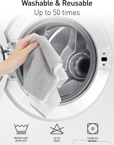 Fantasticlean Microfiber Cleaning Cloth Roll -75 Pack, Tear Away Microfiber Towels, 12" x 12", Reusable, Washable, Scratch Free, Ultra Absorbent Dishcloth for All-Around Cleaning Supplies (Grey) - Image 8