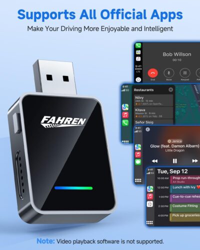 FAHREN 2026 Upgraded Android Auto & CarPlay Wireless Adapter Apple iPhone, One Click Multi Device Switching, Ultra-Fast 5.8GHz WiFi, Bluetooth 6, Plug & Play USB-A/C for 2016+ Car Models - Image 4