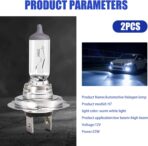 Pack-2 Car H7 Halogen Bulbs, 55W 12V Quartz Lamp, Super Bright Beam Low/High Beam Fog Light Replacement, All-in-one Plug and Play Bulb, Universal Lighting Accessories for Cars (White Light) - Image 2