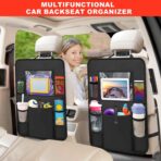 2 Pack Car Backseat Organizer with Touch Screen Tablet Holder,6 Storage Pockets Protectors Kick Mats,Car Back Seat Cover Protector Travel Accessories for Kids - Image 7