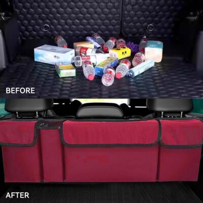 Car Trunk Organizer, Backseat Hanging Large Storage with Adjustable Straps,Waterproof PVC Collapsible Cargo Bag, Car Interior Accessories for Auto SUV MPV (Red) - Image 6
