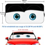 Car Windshield Sun Shade, Funny Eyes Sun Visor for Car Windshield, Wear-Resistant Black Tape, Foldable 59‘’x27.5‘’/63''x31.5'' - Image 2