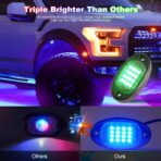 4 Pods RGB LED Rock Lights for ATV UTV Golf Cart Truck RZR Offroad SUV, Waterproof Multicolor Underglow Kit for Cars with APP Music Mode, Vehicle Accent Underbody Light Underneath 12V - Image 3