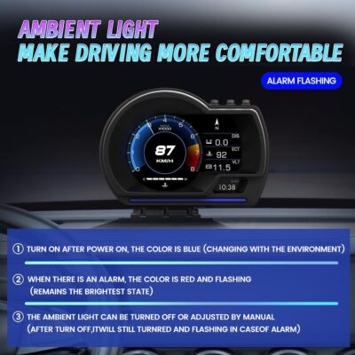 OBD2 GPS Dual System Car HUD Display - Digital Speedometer with Water Temp Voltage RPM - Universal Heads Up Display for Most Vehicles - Image 5