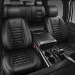 CAR PASS Nappa Leather Car Seat Covers Front Seats, Luxury Seat Protector for Cars, Waterproof Anti-Slip Seat Cushion Airbag Compatible Universal for Sedan SUV Pick-up Truck Automotive Vehicle, Black - Image 2