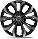 Dual-Tone Black & Gunmetal Gray 15 inch Universal Wheel Covers Hubcaps for Rims - Set of 4 | Snap-on Design Fits Sedans, SUV, Truck, Van 2000-2026 | Steel Wheels Only | No Tools