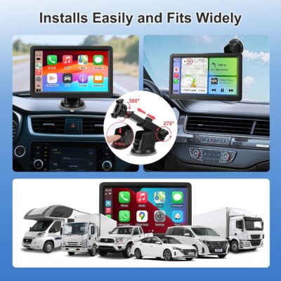 Carplay Screen for Car, 7" Wireless Carplay & Android Auto, Portable HD Touchscreen with Mirror Link, GPS Navigation, Voice Control, Hands-Free Calling, Bluetooth/AUX/FM, Plug & Play Car Play Screen - Image 6