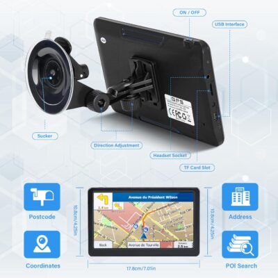 GPS Navigator for Car Truck RV, 7" Touchscreen GPS Navigation System, 2026 Map with Voice Guidance, Speed Alert, Red Light Warning, Custom Truck Routing, Free Lifetime Updates (Blue) - Image 4