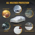 Favoto Sedan Car Cover Waterproof All Weather for Automobiles 6 Layers Heavy Duty Outdoor Rain Sun Snow Protection with Zipper Inner Cotton Universal Fit for Sedan (177-194 inch) - Image 8