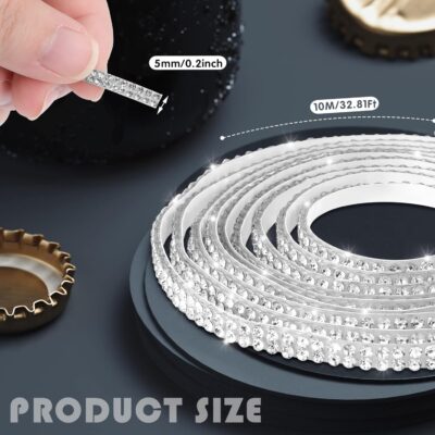 Kingdder 32.8Ft Bling Car Trim Self Adhesive Glitter Crystal Rhinestone Car Interior Exterior Accessories for Women DIY Line Molding Stickers for Auto Dashboard Diamond Ribbon Strips Decor (White) - Image 2