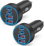 [2-Pack] Car Charger USB C, 4 in 1 90W Fast Charging 4-Port Dual 45W USBC & USB A Phone Car Charger Cargador Carro Lighter Adapter for iPhone 17 16 15 14 13 12 Pro Max, iPad, Galaxy, Tablet, Android