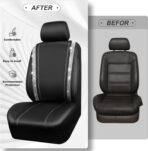 CAR PASS Leather Bling Diamond Car Seat Cover 2 Front Interior Sets, Waterproof Universal Shining Glitter Crystal Sparkle Fit for 95% Automotive Truck SUV Cute Women Girl, Black Silver Rhinestone - Image 5