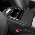 Car Center Console Armrest Pillow, Leather Car Armrest Cushion with Cup Holder & Phone Holder, Universal Armrest Storage Box Protector for Most Vehicles, Car Accessories (Black, Normal)