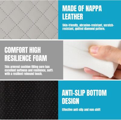 Hovom Car Center Console Cover, 12.3"×6.3"×1.5" Leather Armrest Cover for Cars, Multifunctional Auto Armrest Cushion Pad with Pocket, Tissue Box, Cup Holder & Phone Slot, Car Accessories (Gray) - Image 4